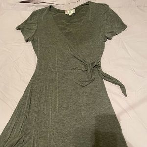 Grey Faux Wrap Dress